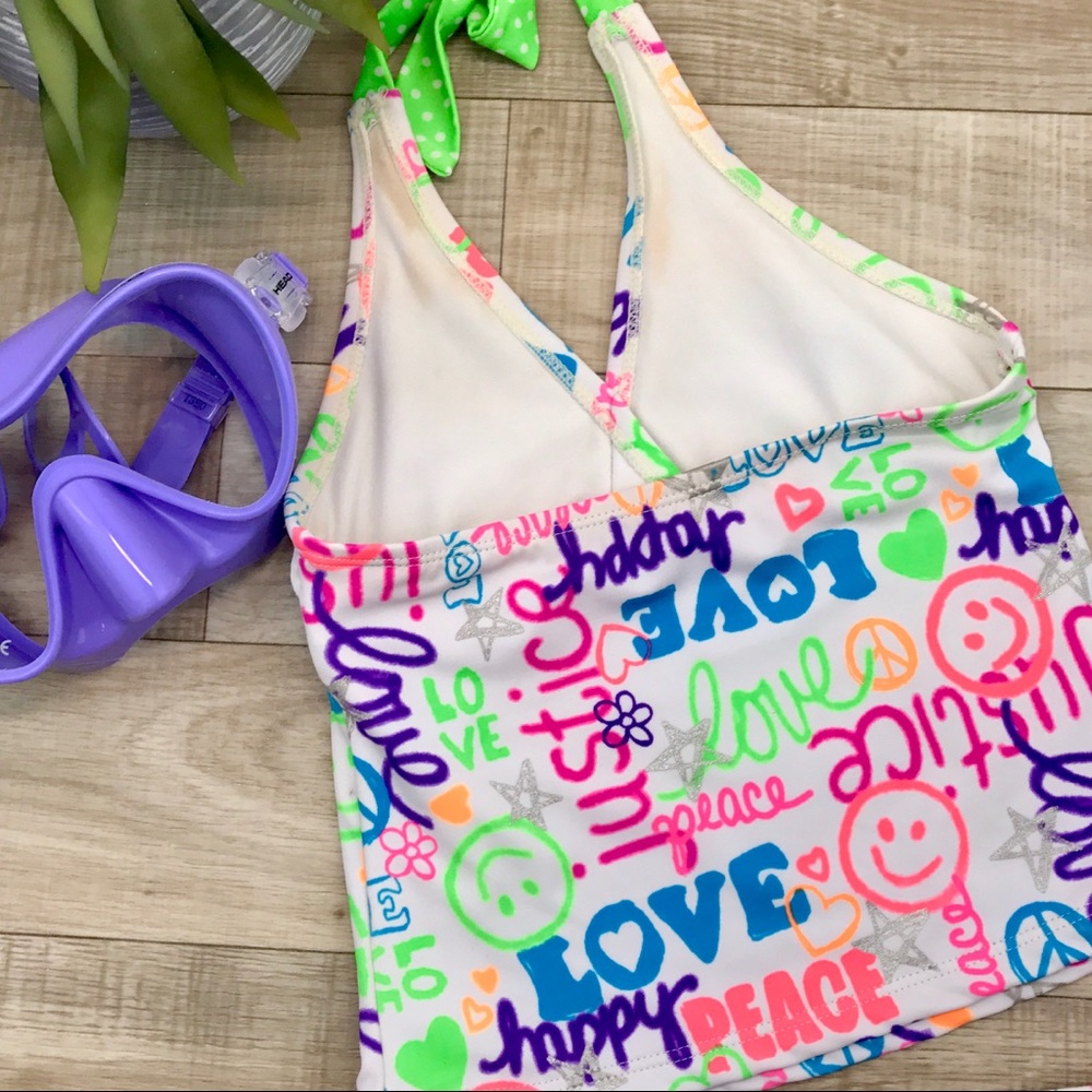 Justice neon graffiti tankini size 6 - Picture 4 of 4